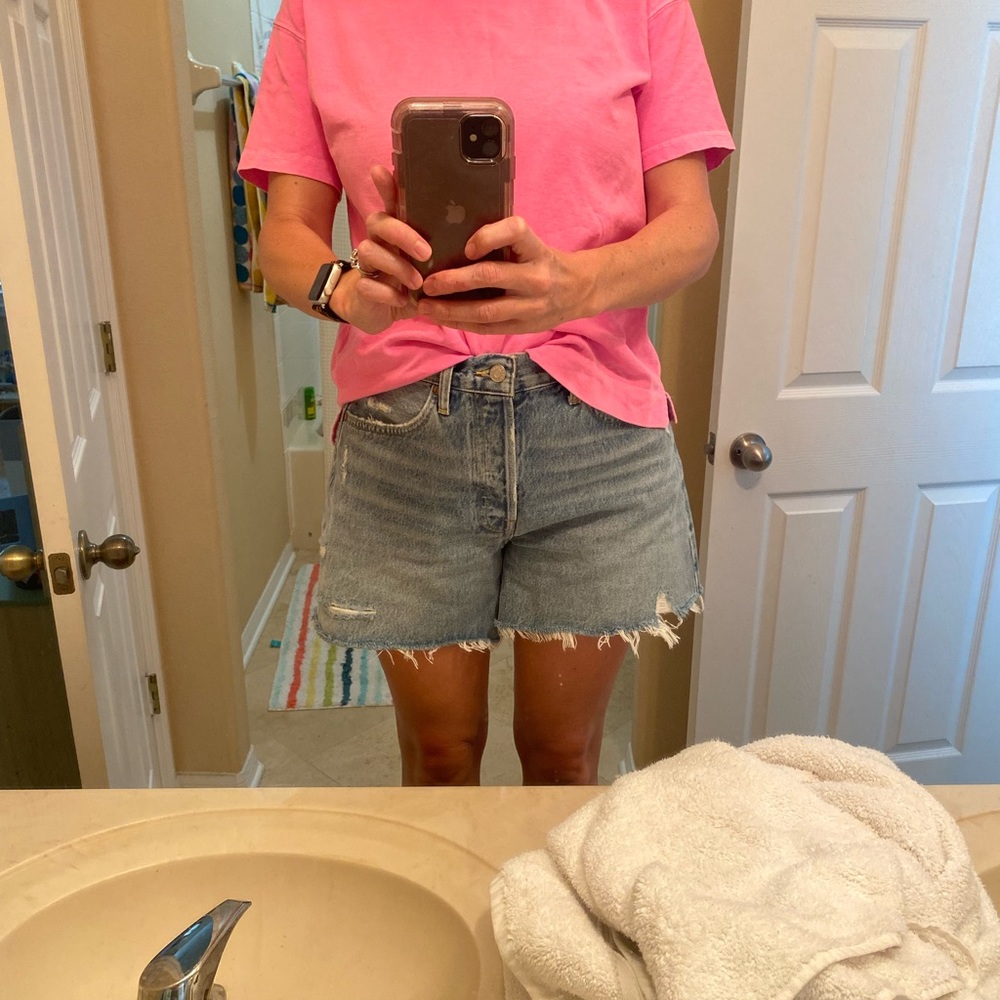 AGOLDE Parker Long Loose Denim Jean Shorts - Parade Light Blue - 27